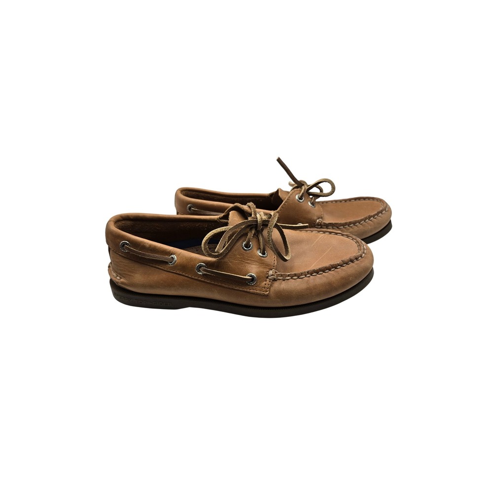 Sperry Boat Shoes Mens 5.5 Authentic Original Tan Leather EUC Nautical Preppy